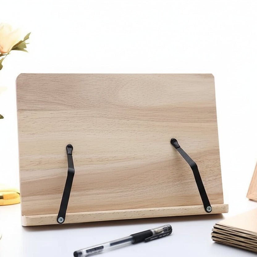 READSTYLE – Soporte de lectura de madera ajustable y plegable para ahorrar espacio