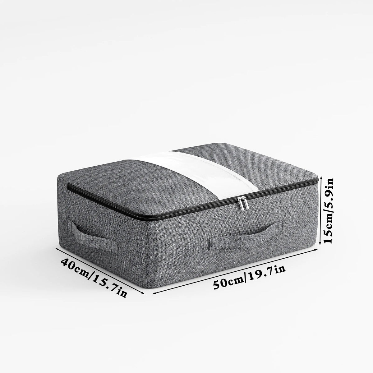 Livono Bolsa de Almacenamiento | Extra Grande y Plegable | Con Ventana Transparente y Cremallera | Tela Cationica Gris