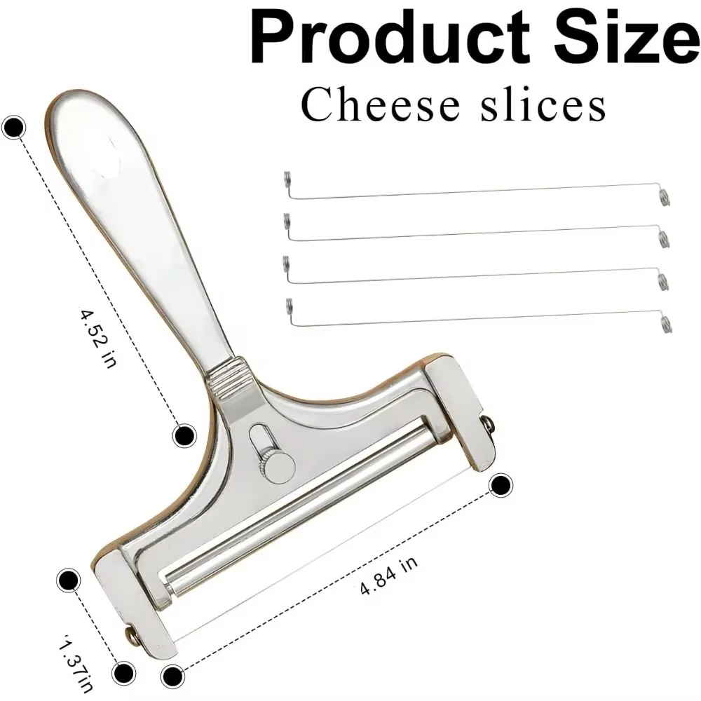 Rebanador de Queso de Acero Inoxidable Premium con Grosor Ajustable y Cables Adicionales