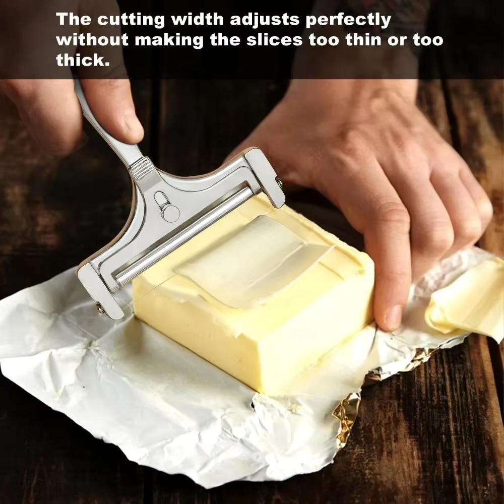Rebanador de Queso de Acero Inoxidable Premium con Grosor Ajustable y Cables Adicionales