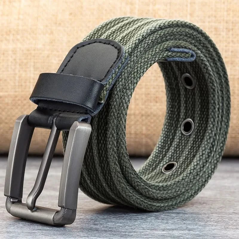 Cinturón de Lona para Hombre – Banda Ajustable Casual a Rayas