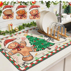 SNOWMATIQ – Alfombrilla de cocina navideña para secado y decoración
