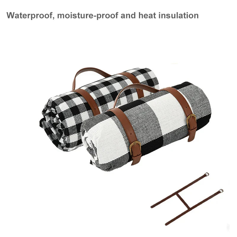 Manta de picnic impermeable con correa de cuero