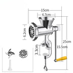 Carvallo-Köttkvarn MeatMaster ProManuell | Acero inoxidable con soporte de mesa | Para carne, verduras y relleno de salchichas | 20×15 cm