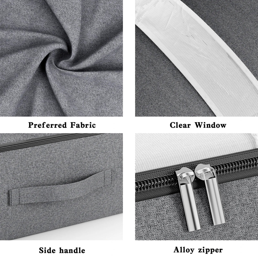 Livono Bolsa de Almacenamiento | Extra Grande y Plegable | Con Ventana Transparente y Cremallera | Tela Cationica Gris