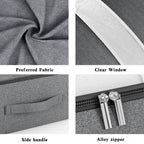 Livono Bolsa de Almacenamiento | Extra Grande y Plegable | Con Ventana Transparente y Cremallera | Tela Cationica Gris