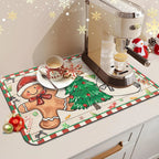 SNOWMATIQ – Alfombrilla de cocina navideña para secado y decoración