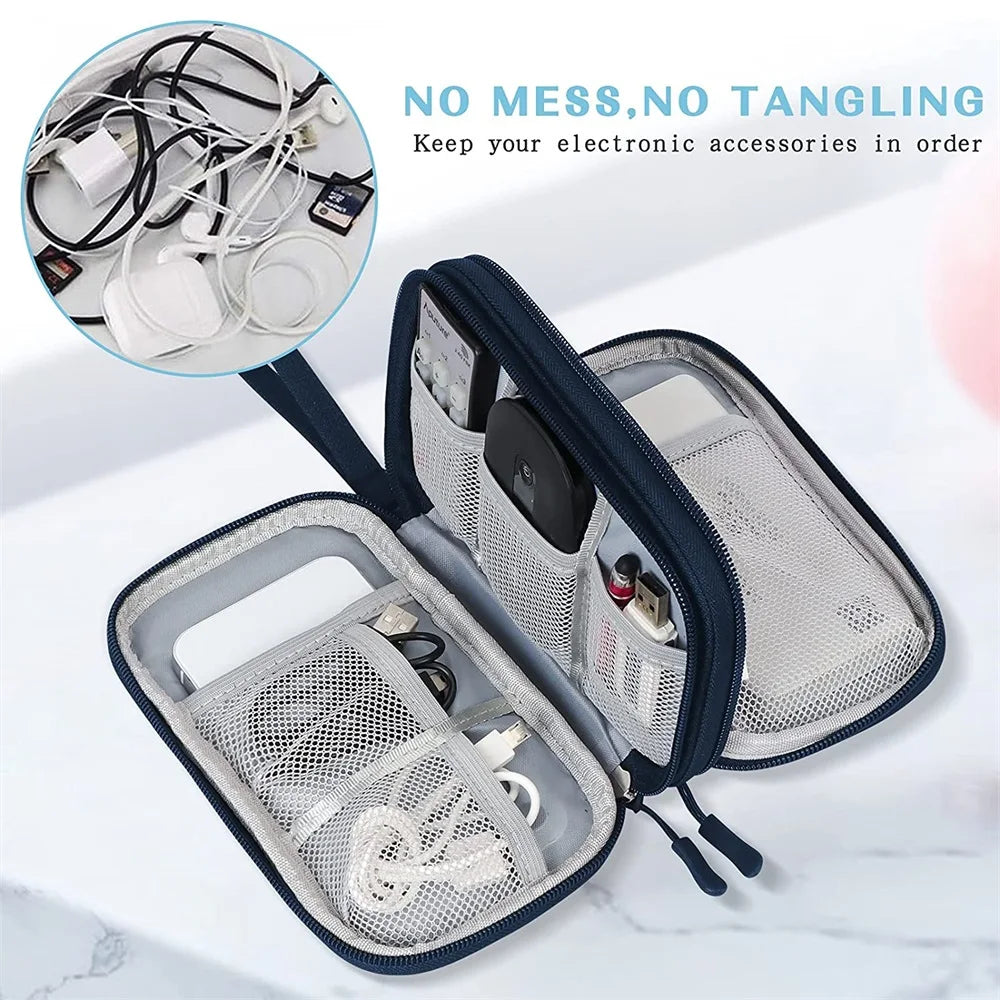 Techviva PackSafe Organizador Electrónico | 2 capas y resistente al agua | Para cables, cargadores, USB y accesorios | Compacto y portátil