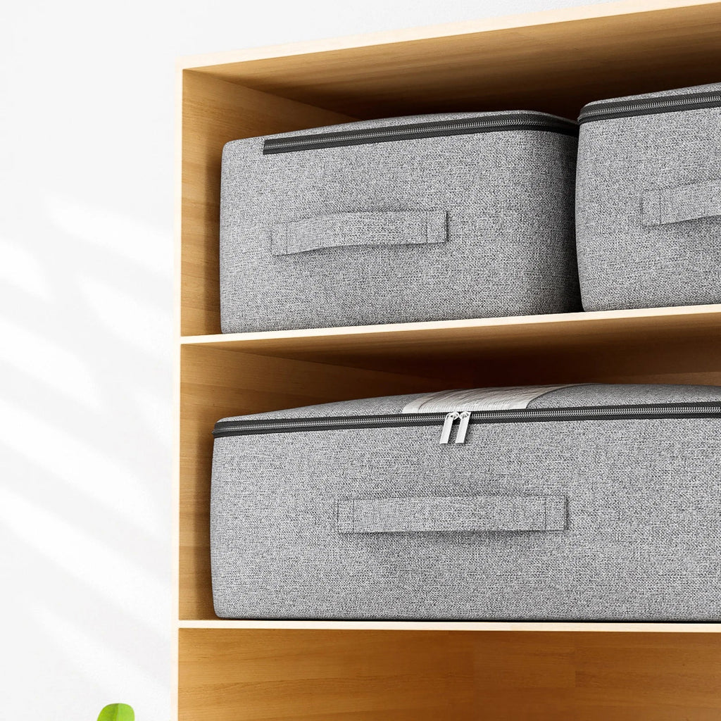 Livono Bolsa de Almacenamiento | Extra Grande y Plegable | Con Ventana Transparente y Cremallera | Tela Cationica Gris