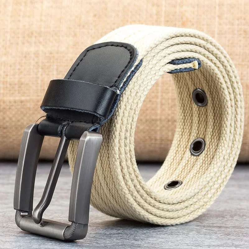 Cinturón de Lona para Hombre – Banda Ajustable Casual a Rayas