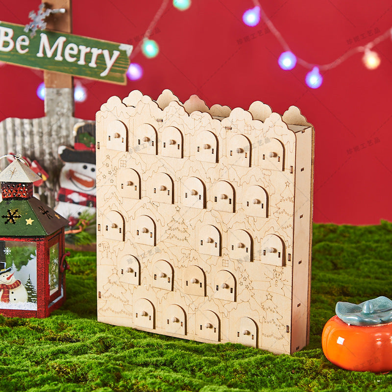 Calendario de Adviento de Navidad de Madera con Luz LED