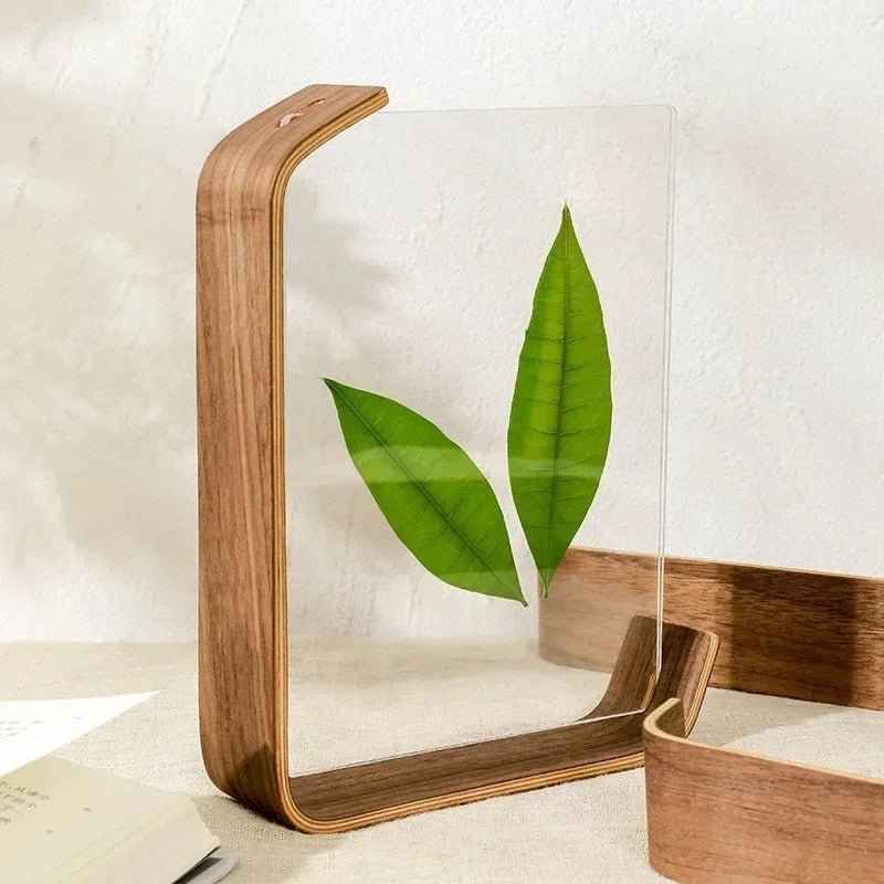 FOTODUO – Marco de fotos de acrílico y madera con vista doble para decoración moderna de mesa