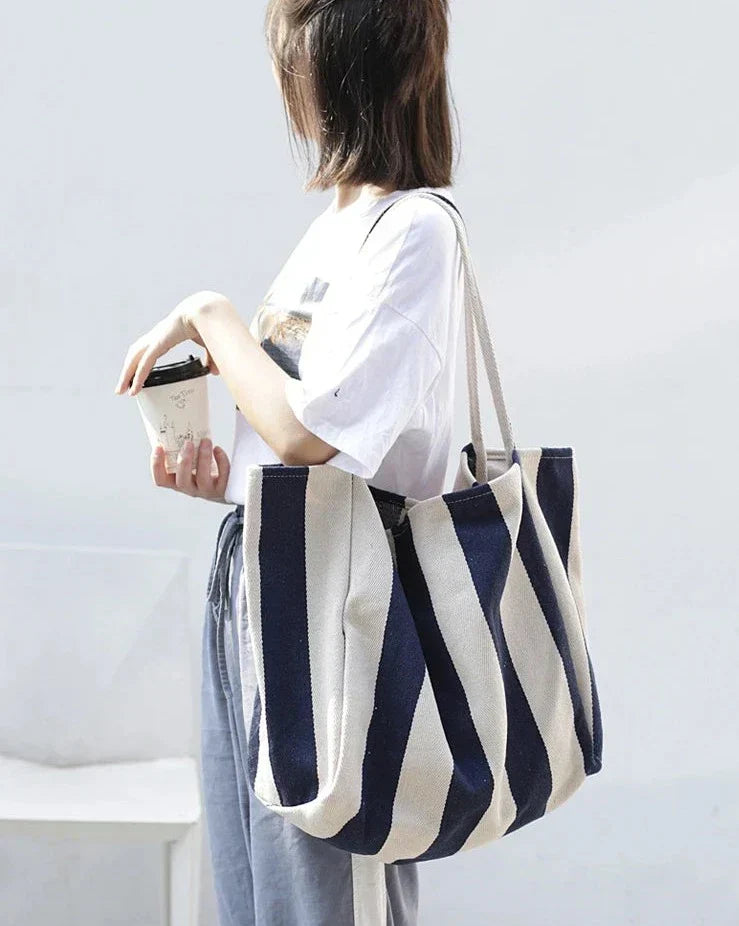 Bolsa de lino a rayas