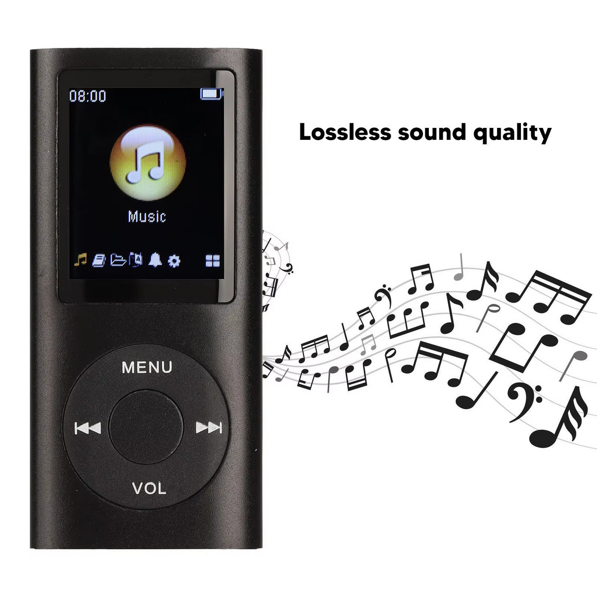 Reproductor MP3 compacto y de alta resolución con una pantalla LCD de 18