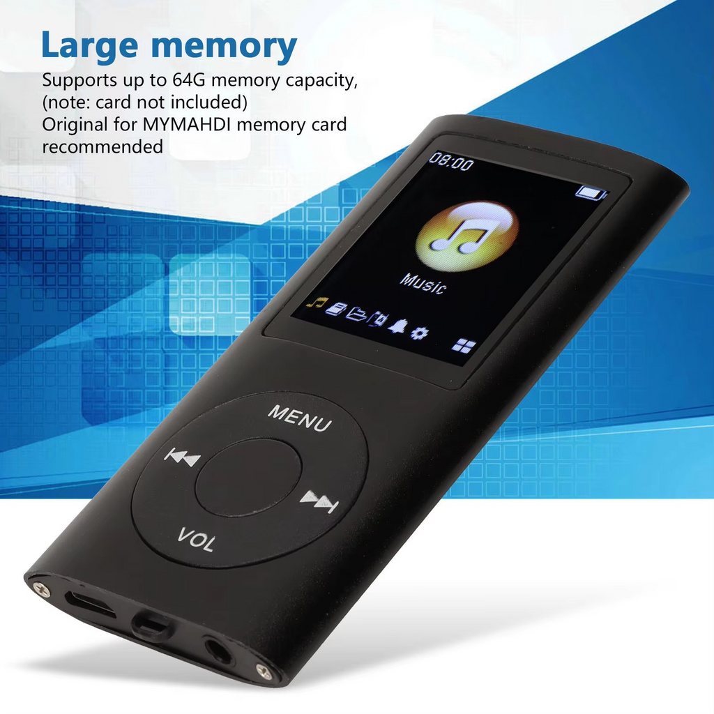 Reproductor MP3 compacto y de alta resolución con una pantalla LCD de 18