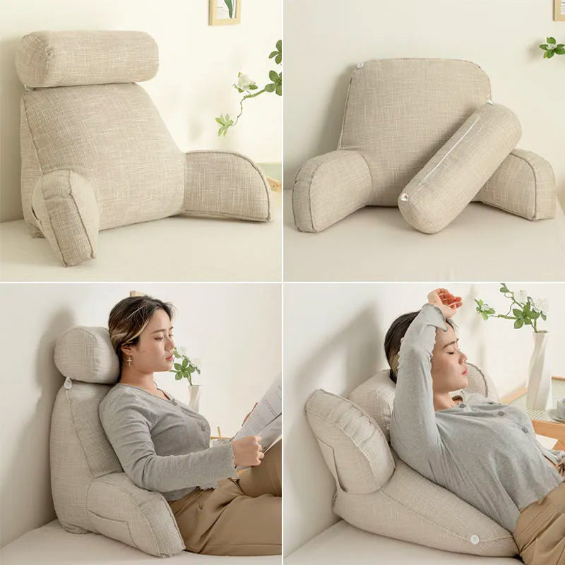 Cojín de respaldo Deluxe – Soporte ergonómico con cabezal ajustable y funda lavable