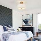 Montaje semisuspendido de tambor con pantalla de lino de 2 luces estilo escandinavo