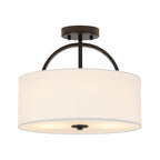 Montaje semisuspendido de tambor con pantalla de lino de 2 luces estilo escandinavo