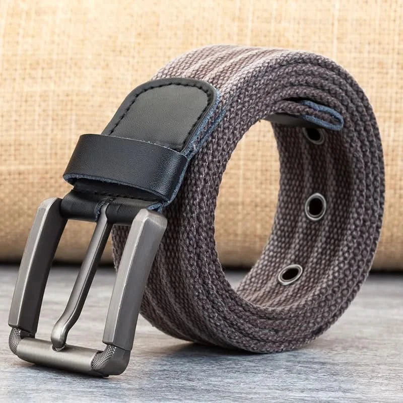 Cinturón de Lona para Hombre – Banda Ajustable Casual a Rayas