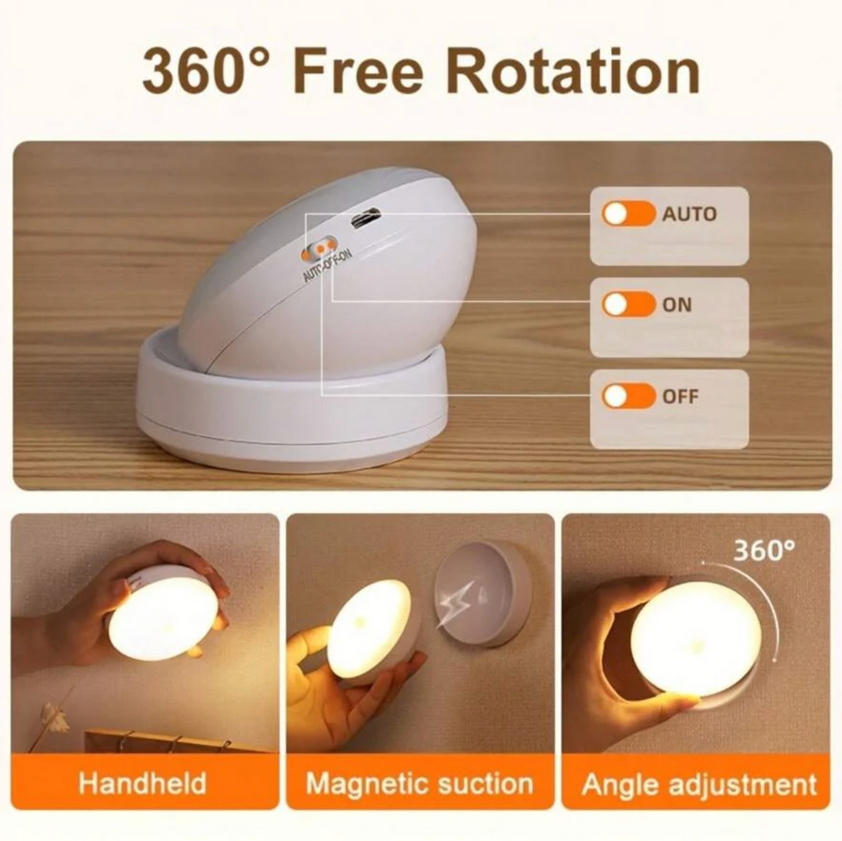 Oralee - Luz de Pared LED con Sensor de Movimiento Rotatable 360°