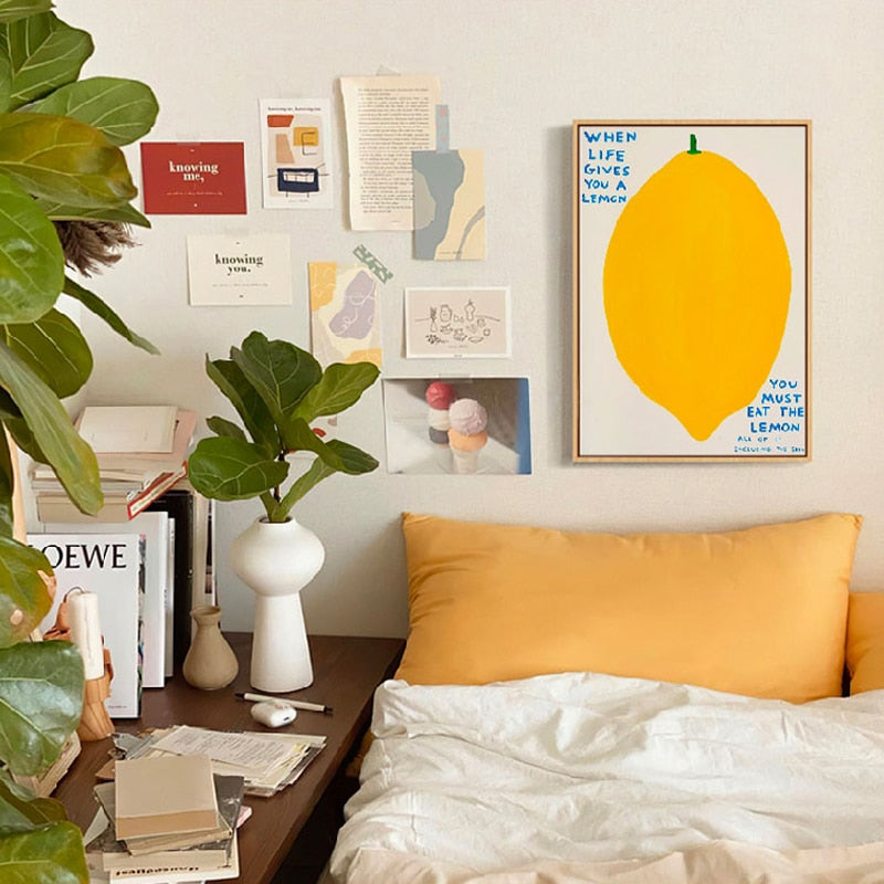 Limoneros / Silla Azul Impresión en Lienzo