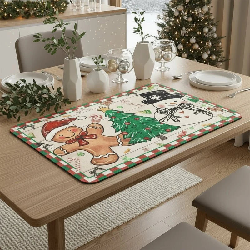 SNOWMATIQ – Alfombrilla de cocina navideña para secado y decoración