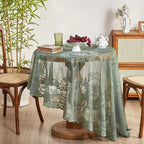 Mantel Redondo de Encaje Floral Transparente