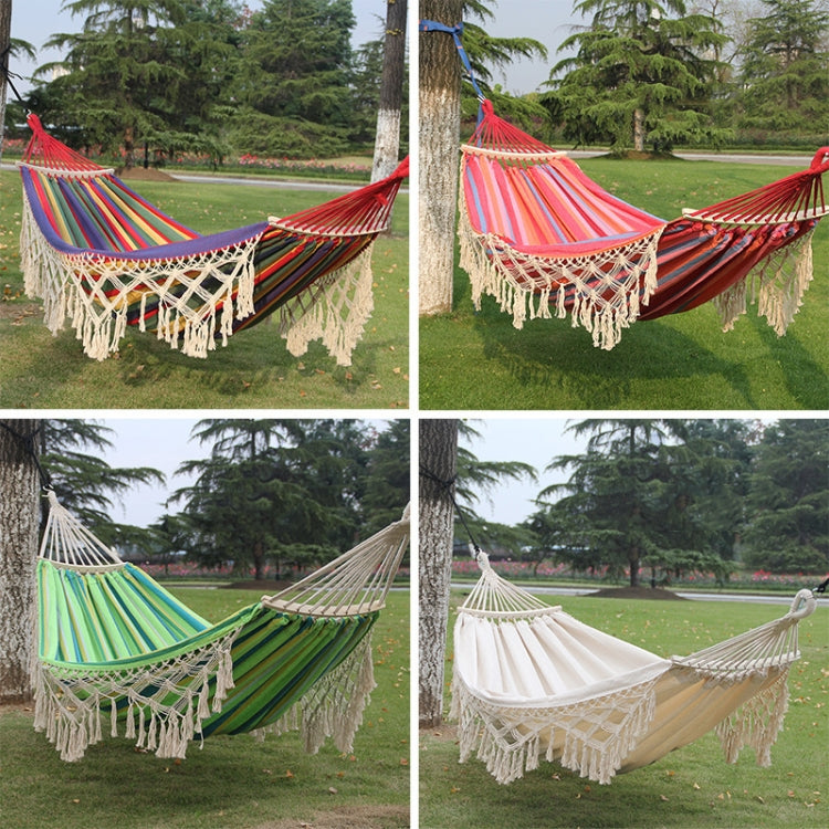 Hammock de Lona Doble para Camping al Aire Libre de 200x150cm con Poste (Blanco)