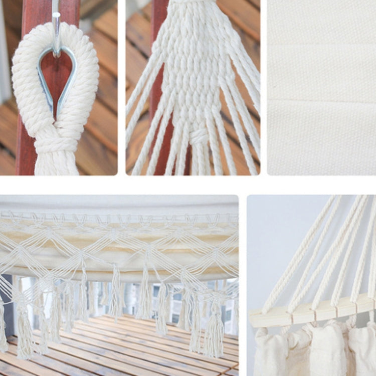 Hammock de Lona Doble para Camping al Aire Libre de 200x150cm con Poste (Blanco)
