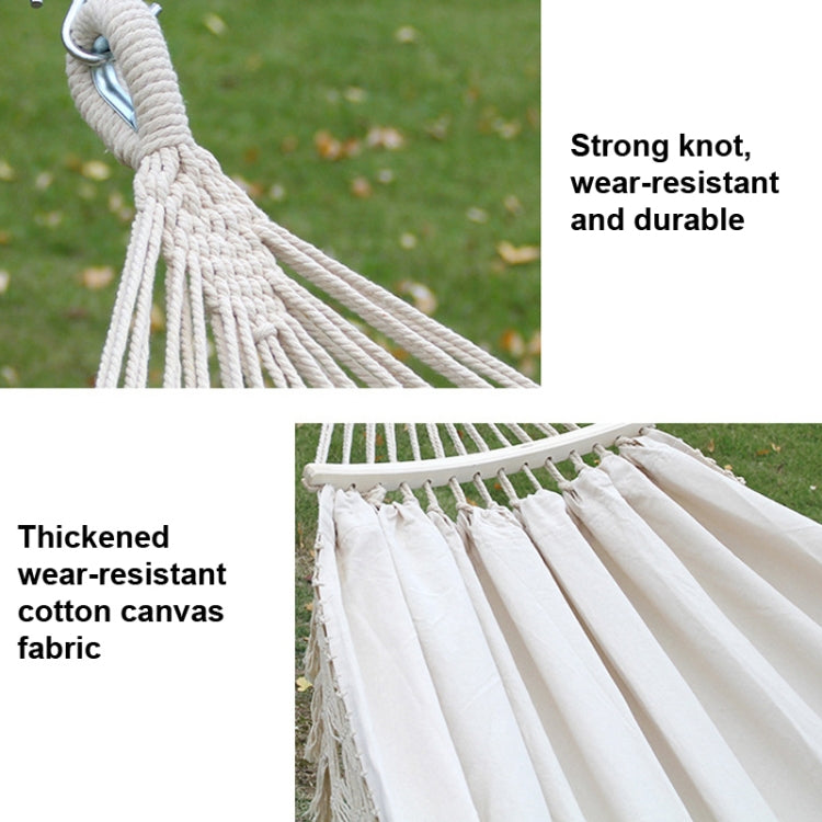 Hammock de Lona Doble para Camping al Aire Libre de 200x150cm con Poste (Blanco)