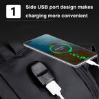 Mochila para laptop impermeable expandible para negocios con puerto USB (Negro)