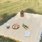 Mantel de Algodón y Lino para Picnic y Jardín