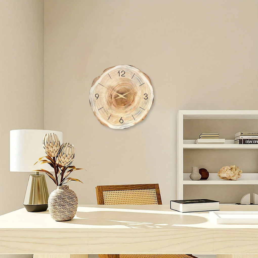 Reloj de pared silencioso de madera