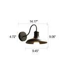 Lámpara de pared exterior curva de hierro impermeable Retro Loft Dome 1 luz