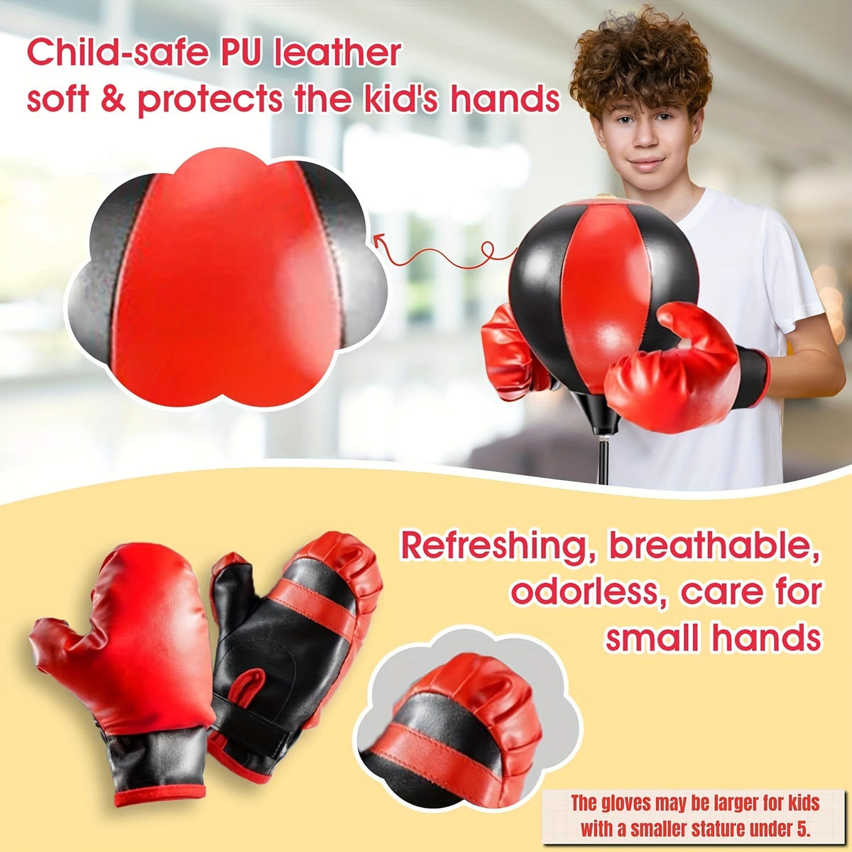 Saco de Boxeo Junior - Saco de Boxeo Ajustable con Guantes para Niños