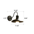 Lámpara de pared exterior curva de hierro impermeable Retro Loft Dome 1 luz