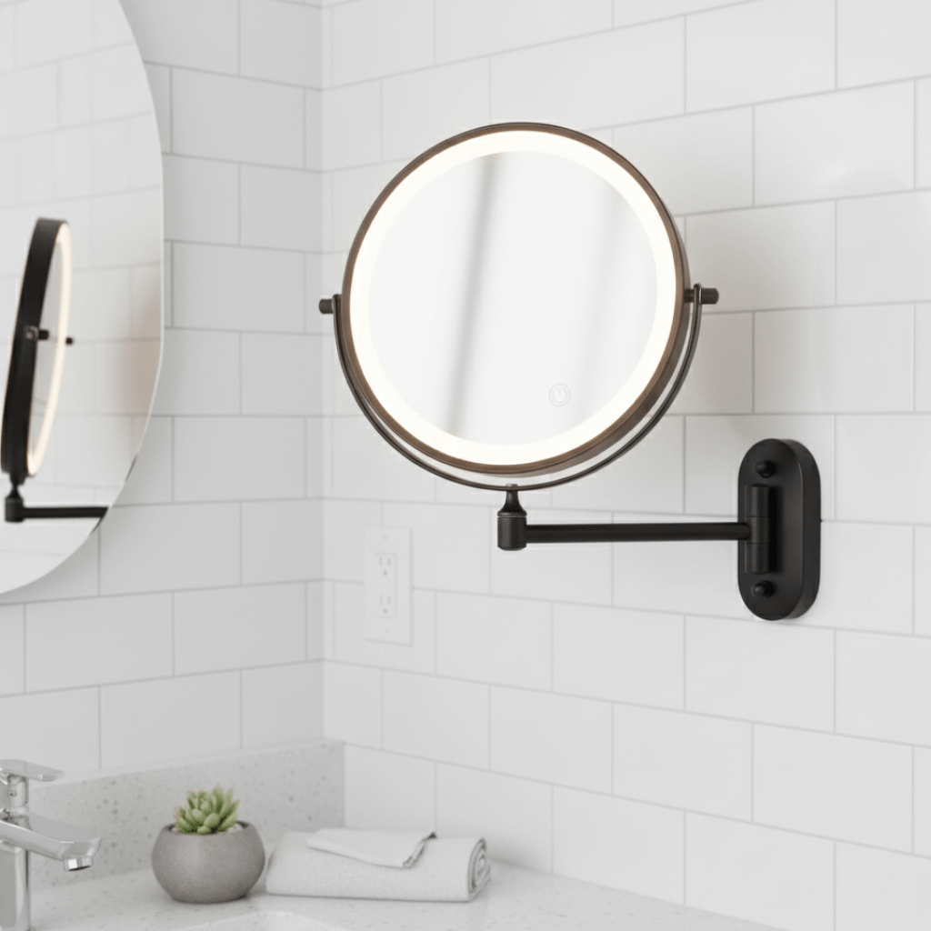 MAGNIFILUX – Espejo de aumento LED con iluminación ajustable y batería recargable