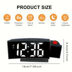 Despertador Digital Proyector – Pantalla LED y Función de Snooze con Brillo Ajustable