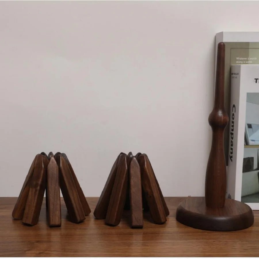 Skanto | Posavasos plegable de nuez negra – Posavasos para árbol de Navidad y decoración de cocina
