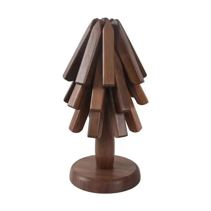 Skanto | Posavasos plegable de nuez negra – Posavasos para árbol de Navidad y decoración de cocina