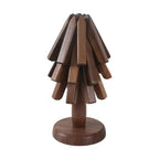 Skanto | Posavasos plegable de nuez negra – Posavasos para árbol de Navidad y decoración de cocina