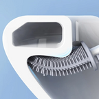 Cepillo de inodoro con cabezal de silicona flexible para una limpieza higiénica