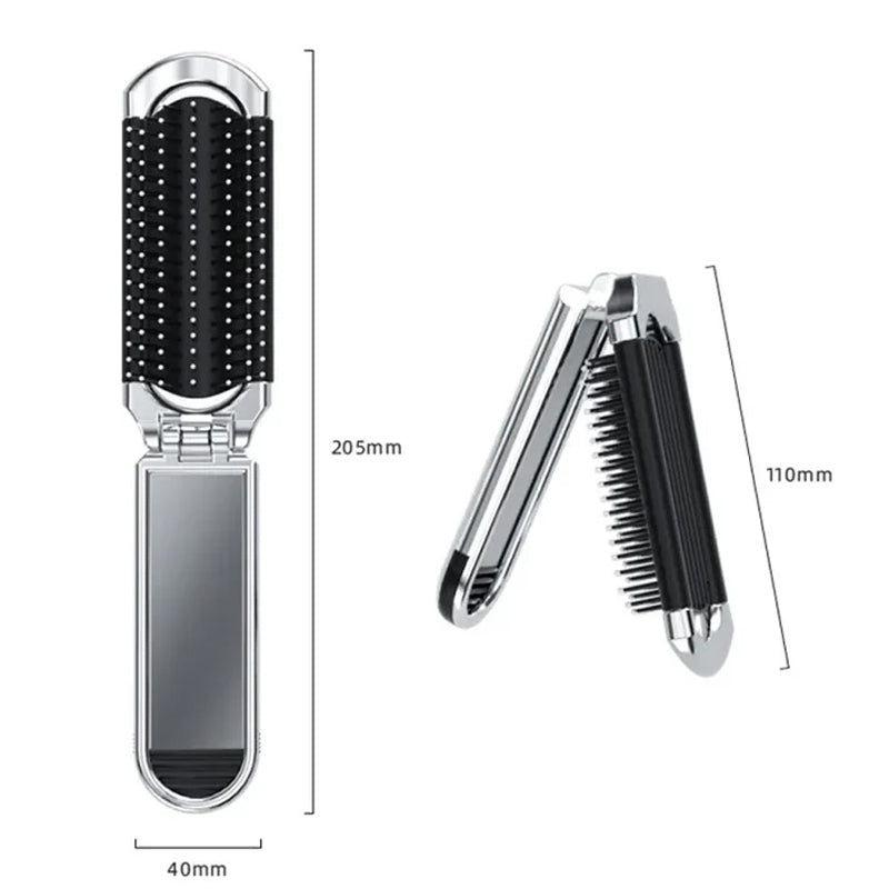 Espejo de Viaje MirrorFlex con Cepillo de Pelo | Plegable y Compacto | Estilo Práctico en Movimiento
