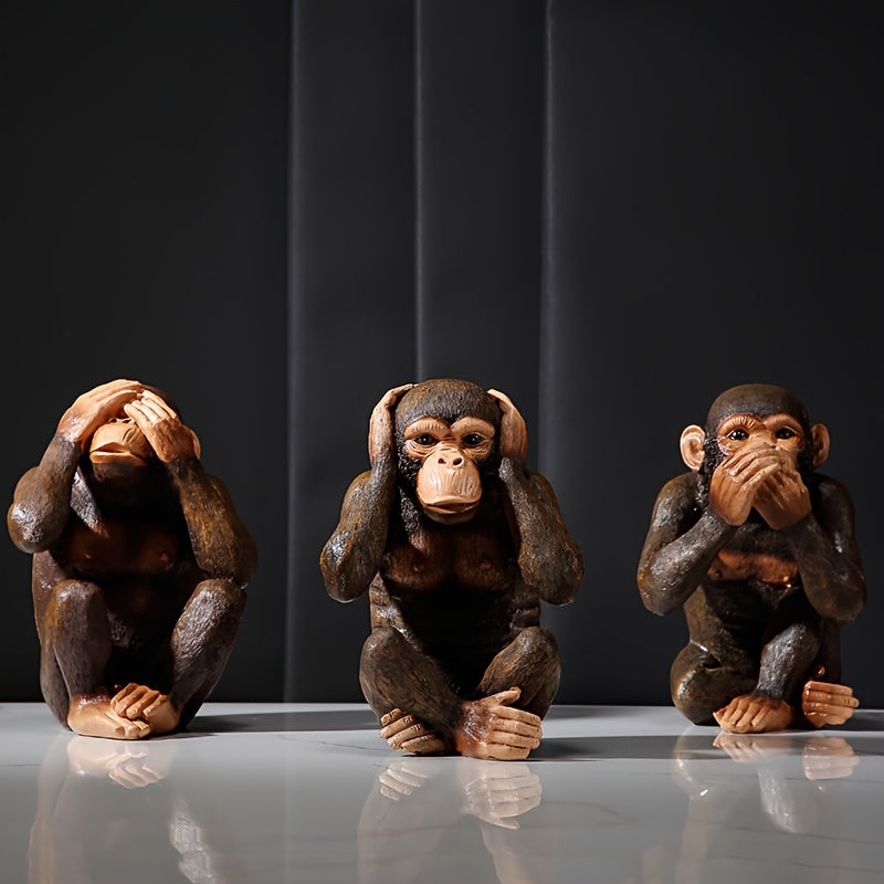 Conjunto de 3 figuras de chimpancé - Juguetonas y Realistas para Tu Interior