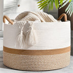 Cesta de Almacenamiento de Algodón Boho - Solución Elegante y Práctica