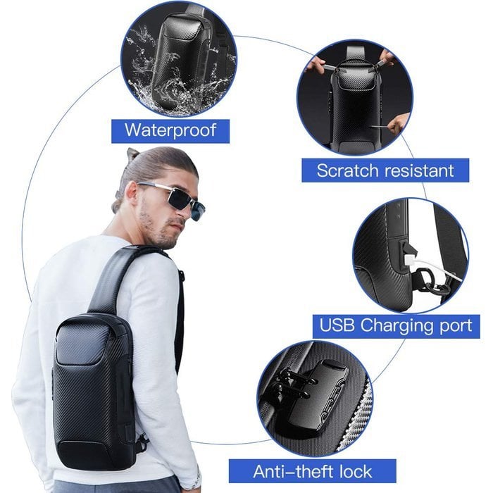 Bolso Cruzado Antirrobo | Landy Carry Without Worry | Oxford Impermeable | Puerto de Carga USB | Mochila Unisex para Viajes