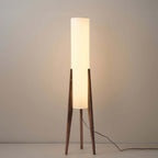 Lámpara de Pie de Madera Sólida con Pantalla de Tela