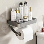 Soporte de papel higiénico de acero inoxidable con estante