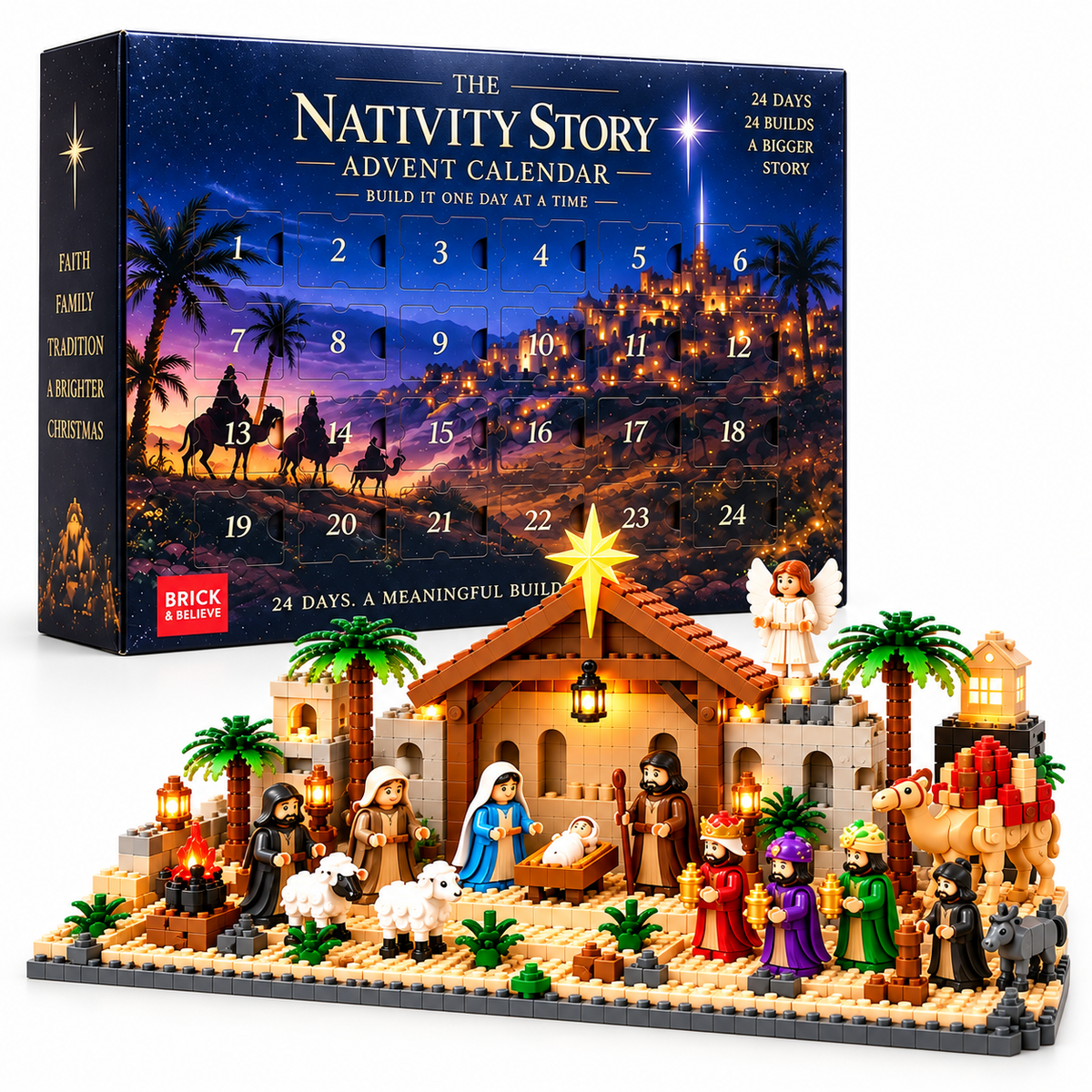 Calendario de Adviento de la Natividad – Set de Natividad de Navidad Construible en 24 Días