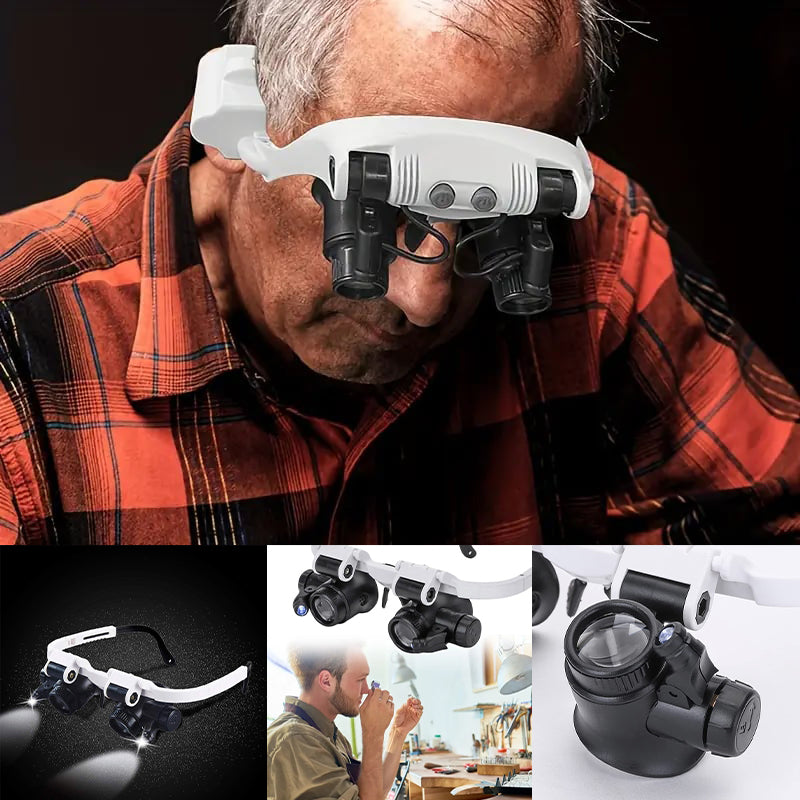 Lentes de aumento con lámparas LED para ojos dobles